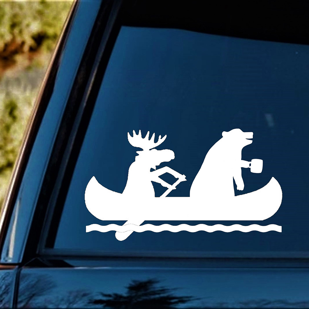 Outdoor Adventure Words - Moose Bear Canoe Camping Naklejki i