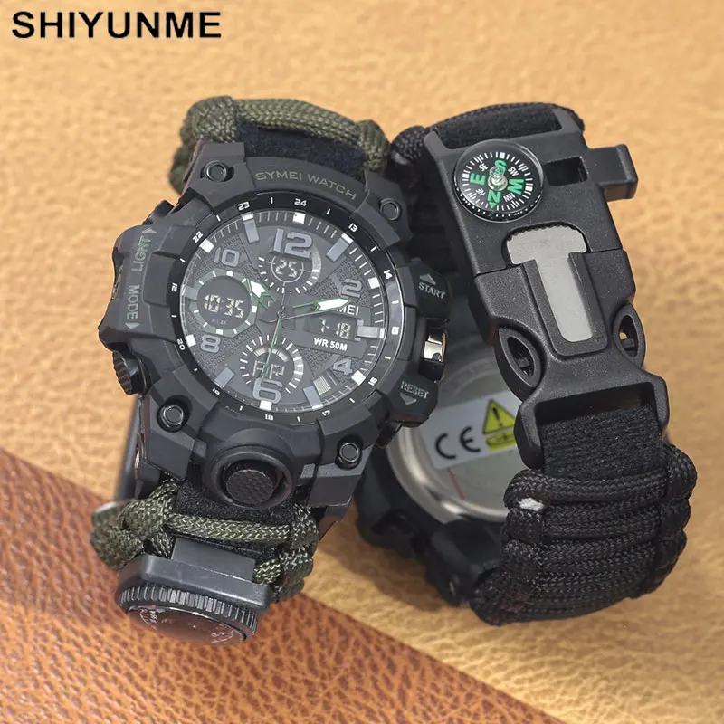 Outdoor Adventure Watches - Zegarek męski SHIYUNME Outdoor Survival, wielofunkcyjny,