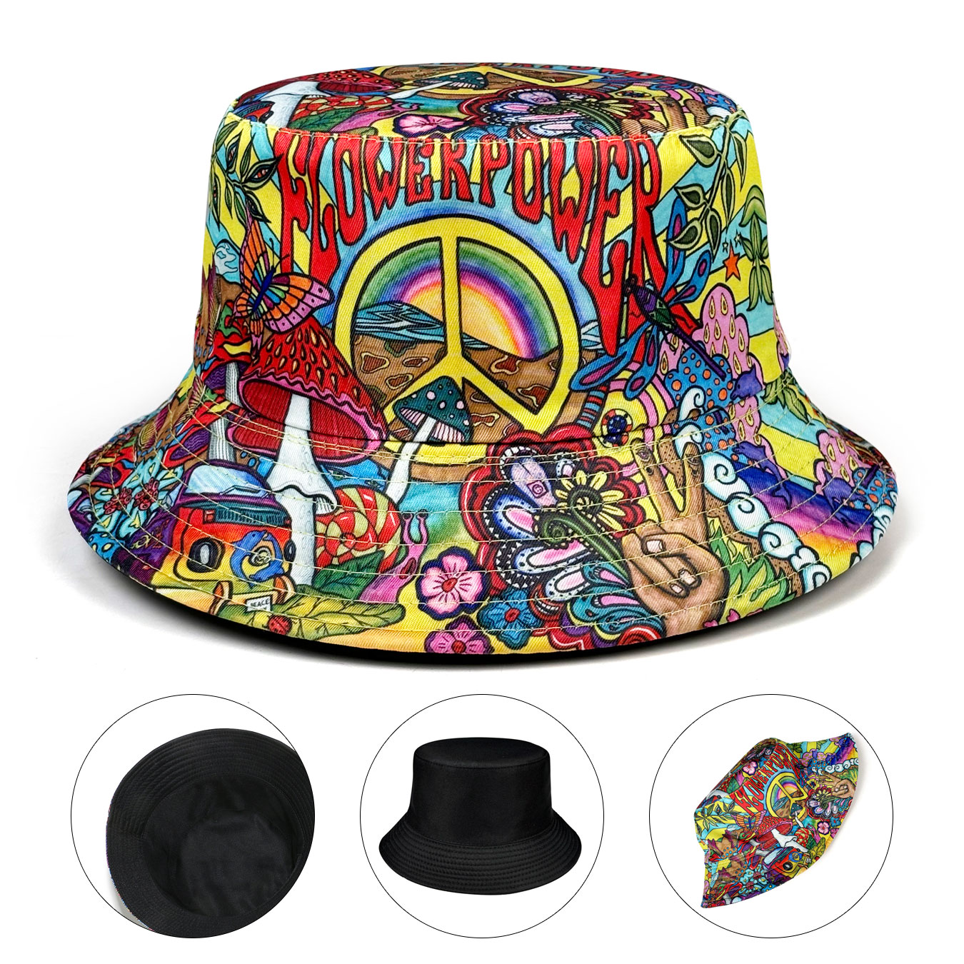 Outdoor Adventure Festival - Kapelusz typu bucket Flowerpower Peace Bike