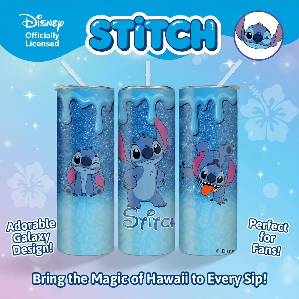 Water Filter Straw - 1 szt. 20oz Disney Stitch Glitter